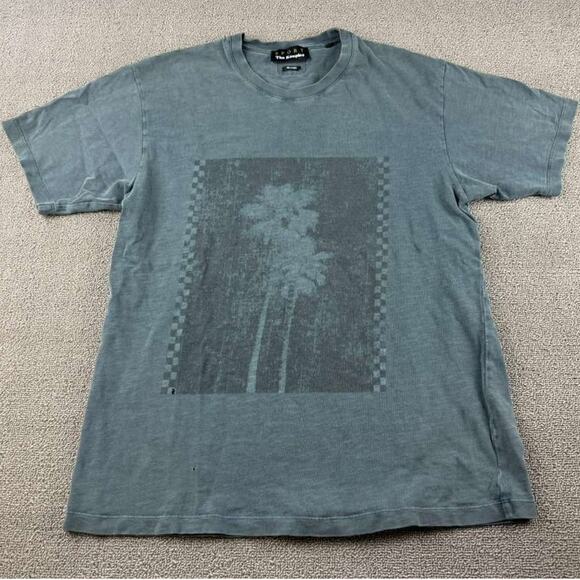 The Kooples Sport T Shirt Men S Blue Washed Palm Trees Art Graphic Relaxed Fit - Picture 1 of 11